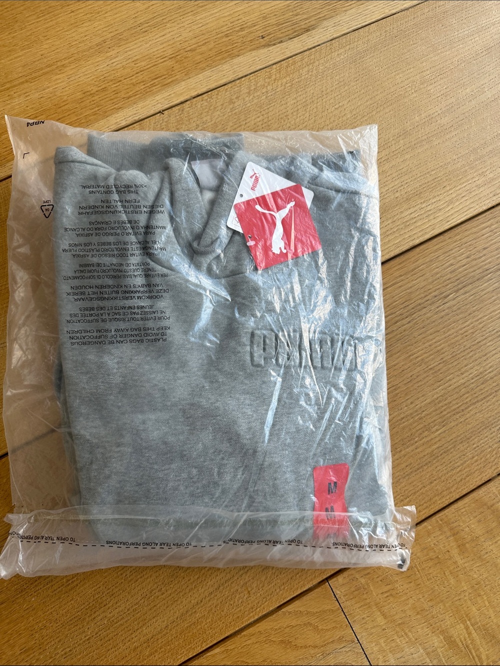 Puma Heather Gray Pullover Hoodie with Red Tag